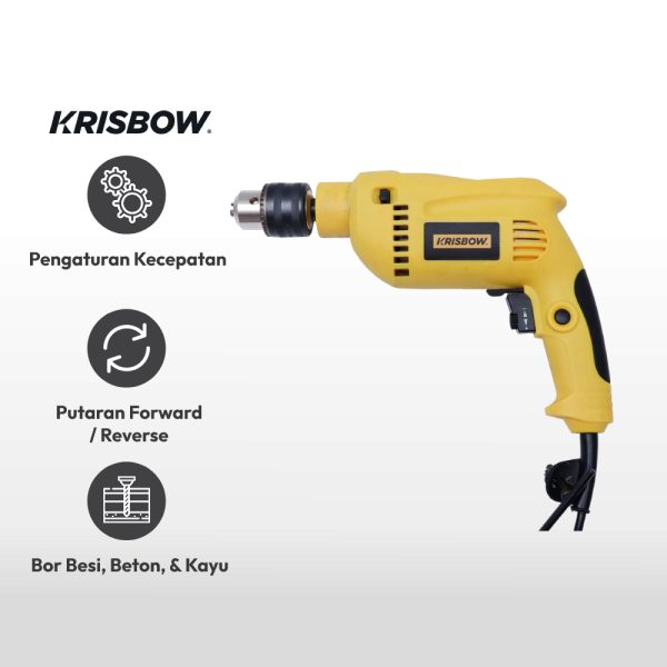 Impact Drill Set Krisbow 13MM 500W EDI5-1321VRS - Image 9