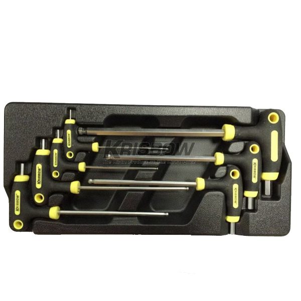 Gagang Kunci T Handle Ballpoint Hex Key 7Pcs With Tray Krisbow 10066100