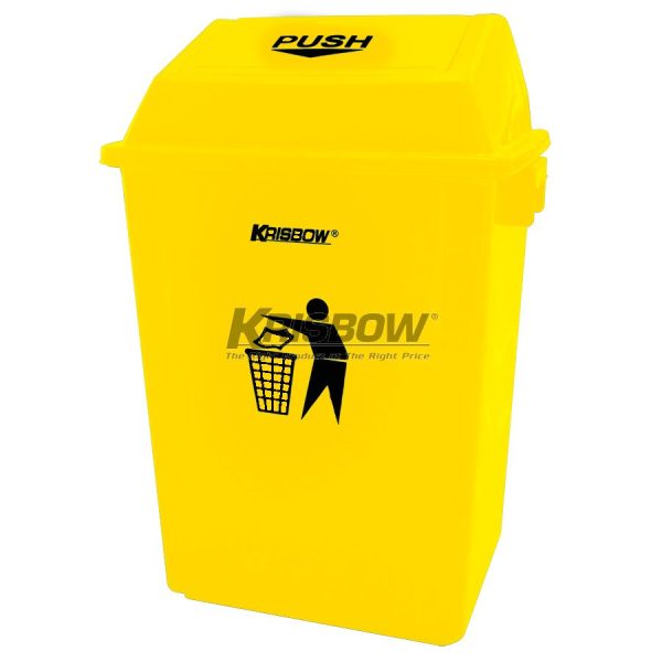 Tempat Sampah Dust Bin Yellow 40L And Push Cover Krisbow