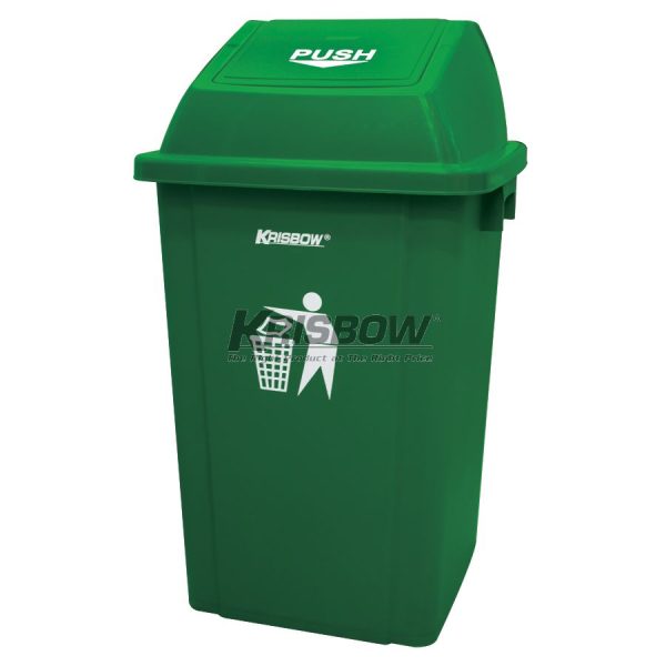 Tong Sampah Dust Bin Green 60L And Push Cover Krisbow