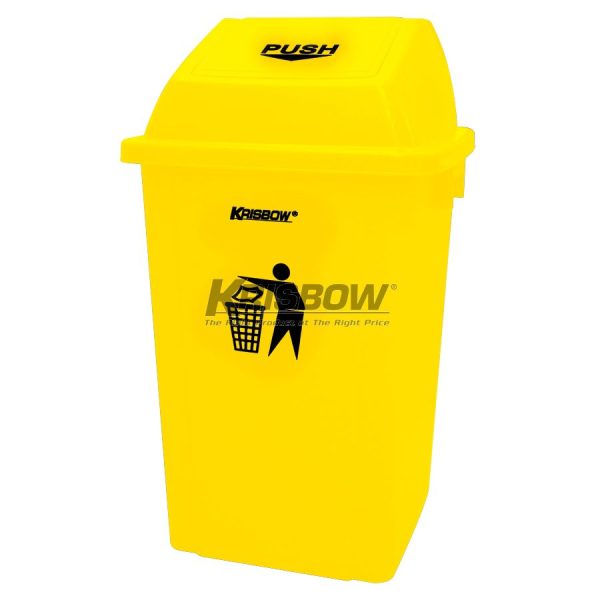 Tempat Sampah Outdoor Krisbow Push Cover 60 Liter Kuning