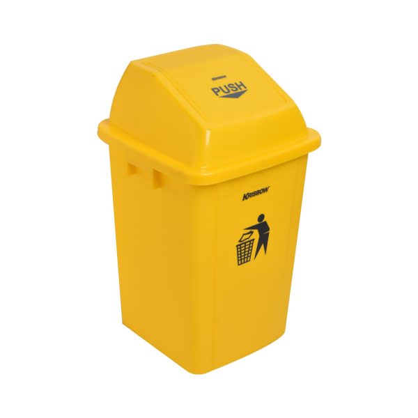 Tempat Sampah Outdoor Krisbow Push Cover 60 Liter Kuning - Image 2