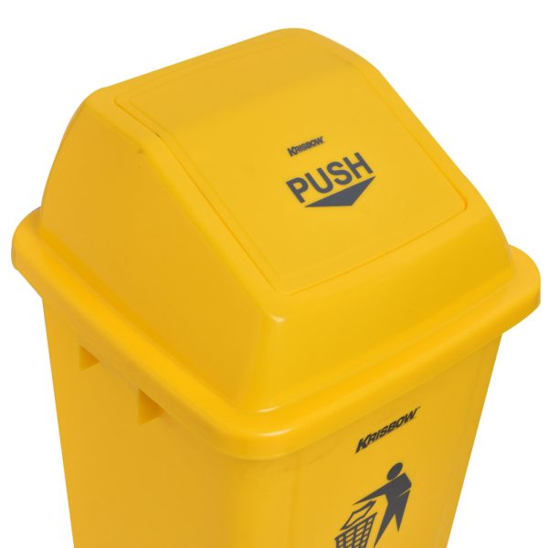 Tempat Sampah Outdoor Krisbow Push Cover 60 Liter Kuning - Image 5
