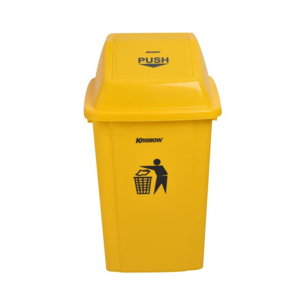 Tempat Sampah Outdoor Krisbow Push Cover 60 Liter Kuning - Image 3