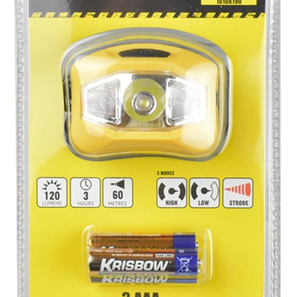 Senter Kepala LED Krisbow 120 Lumen 3xaaa - Image 3
