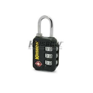 Gembok Padlock TSA 3 Dial Zinc Alloy Black Krisbow 10222537