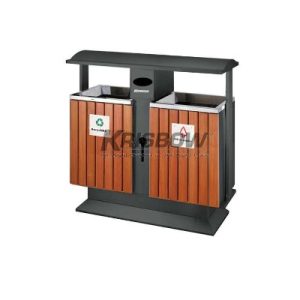 Tempat Sampah Dustbin Outdoor 2 COMPRT Artifical Wood Krisbow 10223926