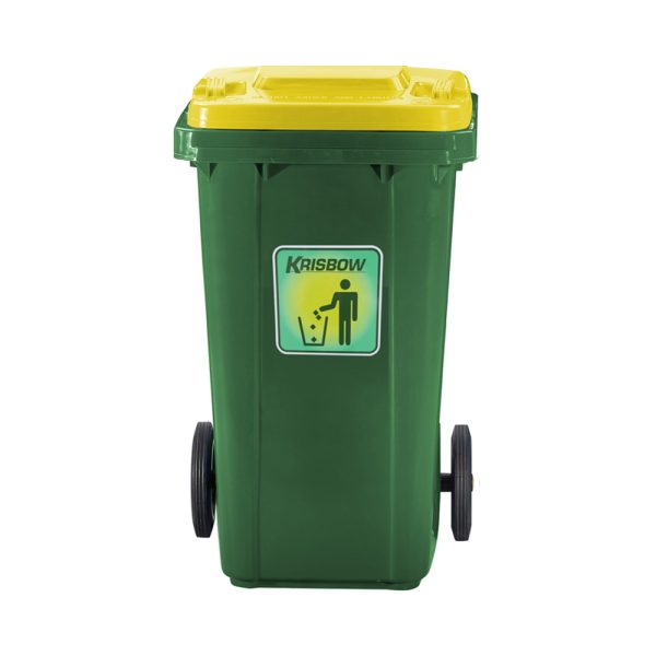 Tempat Sampah Plastik Krisbow New Eco 120 Ltr Kuning Tutup Kuning