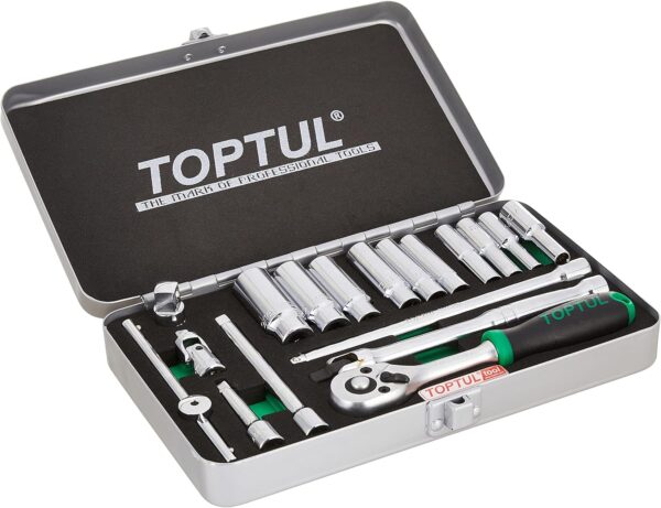 Kunci Sock Socket Set SAE 1/4" 12PT 18pcs Toptul GCAD1813 - Image 2
