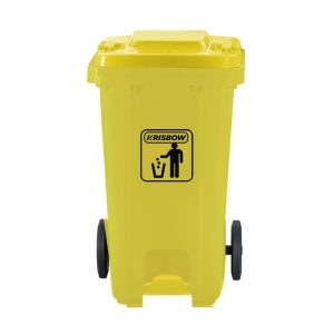 Tempat Sampah Plastik Pedal Outdoor 100 Liter Krisbow warna Kuning