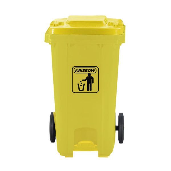 Tempat Sampah Plastik Pedal Outdoor 100 Liter Krisbow warna Kuning