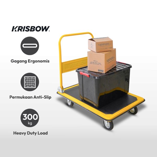 Troli Barang Lipat Krisbow 300 Kg Trolley Foldable Platform Handtruck - Image 2