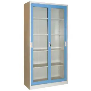 File Cabinet Krisbow Glass Sliding 4 Shelf Blue