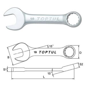 Kunci Kombinasi Midget Combination Wrench 15 Deg Offset 8mm Toptul AAAF0808