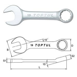 Kunci Kombinasi Midget Combination Wrench 15 Deg Offset 10mm Toptul AAAF1010