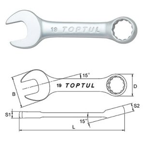Kunci Kombinasi Midget Combination Wrench 15 Deg Offset 16mm Toptul AAAF1616