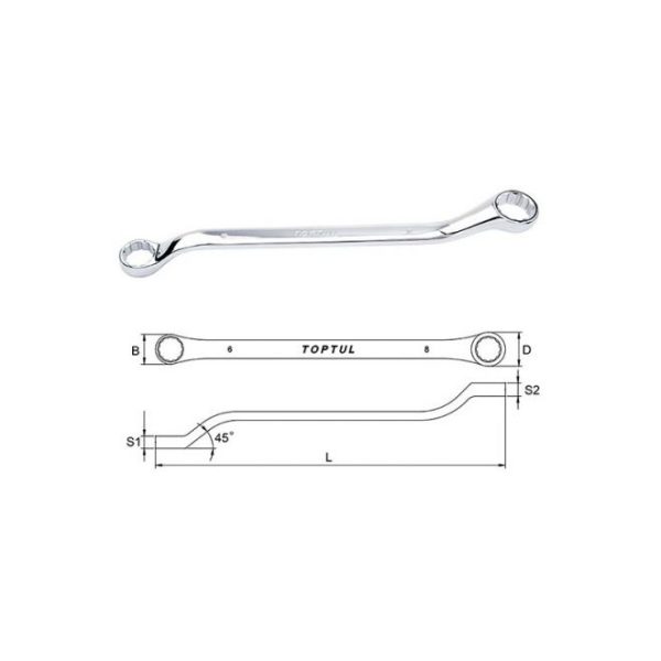 KUNCI PAS DOUBLE 45deg 21x23mm TOPTUL AAAH2123