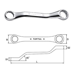 Kunci Pas Midget Double Ring Wrench 45° Offset 10x11mm TopTul AAAK1213