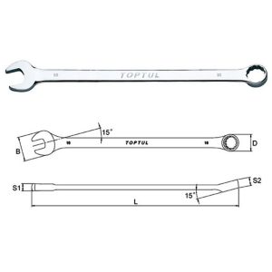 Kunci Extra Long Combination Wrench 15° Offset 16mm TopTul AAAL1616