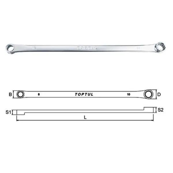 Kunci Flat Type Extra-Long Double Ring Wrench 14x17mm TopTul AAAP1417