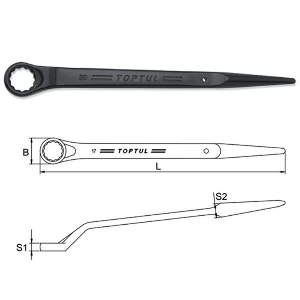 Kunci Ring Single Ring Wrench 45Deg Offset 24mm Toptul AAAS2424