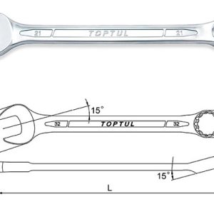 Kunci Kombinasi Standard Combination Wrench 15 Deg Offset 19mm Toptul AAEB1919