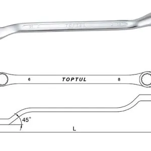 Kunci Double Ring Wrench 45 Deg Offset 7x8mm Toptul AAEH0708