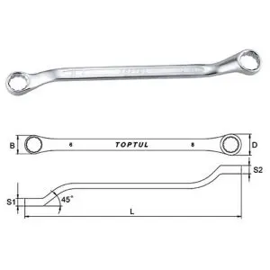 Kunci Pas Double Ring Wrench 45 Deg Offset 26x29 mm Toptul AAEH2629