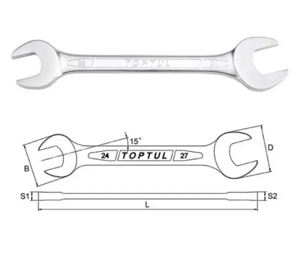 Kunci Pas Double Open End Wrench 4x5 mm Toptul AAEJ0405