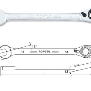Kunci Kombinasi Reversible Ratchet Combination Wrench Gear 13mm Toptul ABAF1313