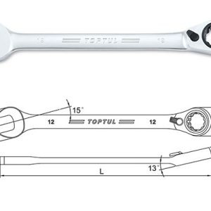 Kunci Kombinasi Reversible Ratchet Combination Wrench Gear 14mm Toptul ABAF1414
