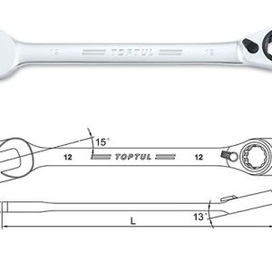 Kunci Kombinasi Reversible Ratchet Combination Wrench Gear 15mm Toptul ABAF1515