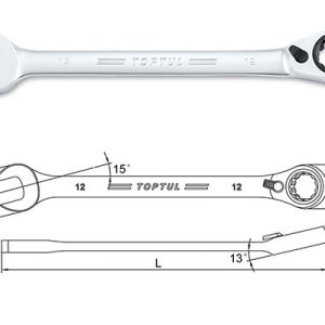 Kunci Kombinasi Reversible Ratchet Combination Wrench Gear 18mm Toptul ABAF1818