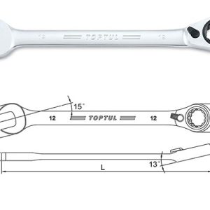 Kunci Kombinasi Reversible Ratchet Combination Wrench Gear 19mm Toptul ABAF1919