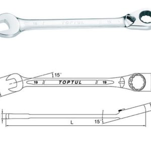 Kunci Kombinasi Reversible Ratchet Combination Wrench 13mm Toptul ABEA1313