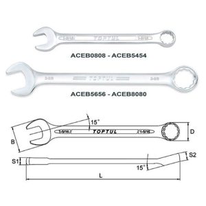 Kunci Kombinasi Standard Combination Wrench 15 Deg Offset SAE 1-1/8 inch Toptul ACEB3636