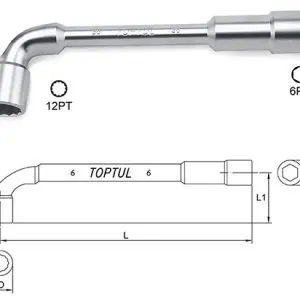 Kunci Pas Angled Socket Wrench 8 mm Toptul AEAE0808