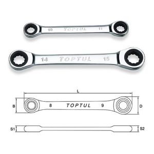 Kunci Ring Ratchet Double Ring Wrench 16x18mm Toptul AEAR1618