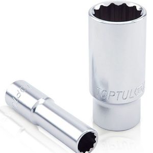 Kunci Sock Deep Sockets 12Pt 19mm 3/8 Inch Drive Toptul BAEF1219