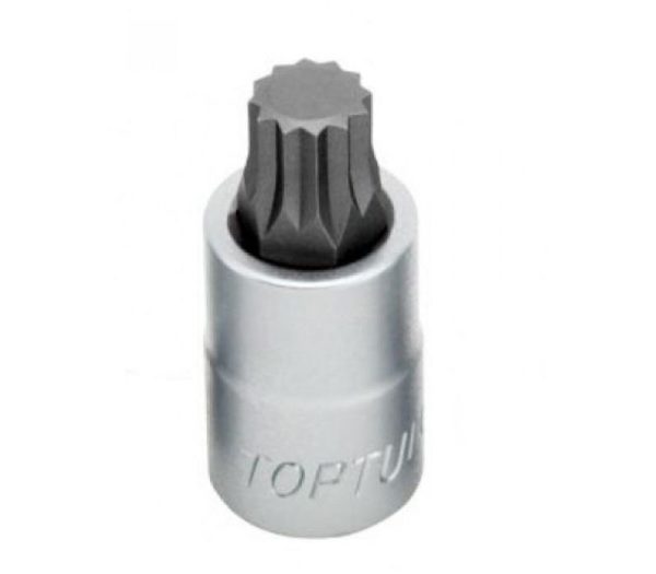 Kunci Sock Spline Bit Sockets Satin 1/2" DR M10 55 mm TOPTUL BCHA161052