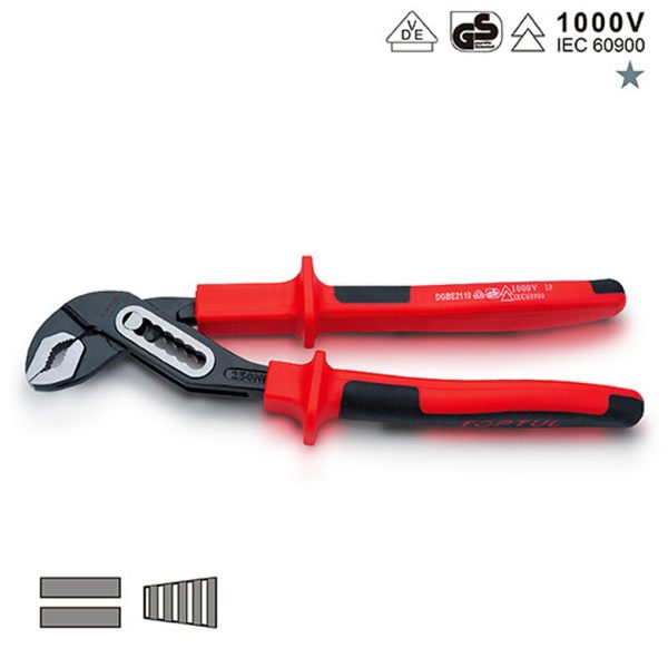 Tang Pipa VDE Insulated Box-Joint Water Pump Pliers 10" Toptul DGBE2110