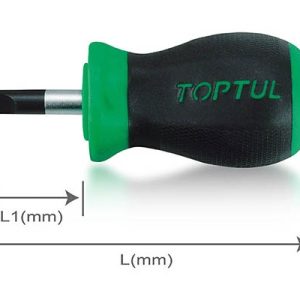 Obeng Stubby Slotted Anti-Slip Screwdrivers 0.8x4 mm Toptul FABB0403