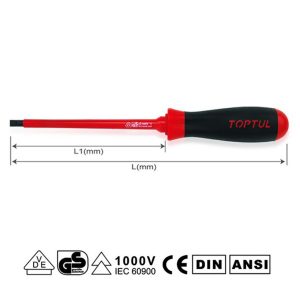 Obeng VDE Insulated Slotted Screwdrivers 0.8x4 mm Toptul FAEB0410
