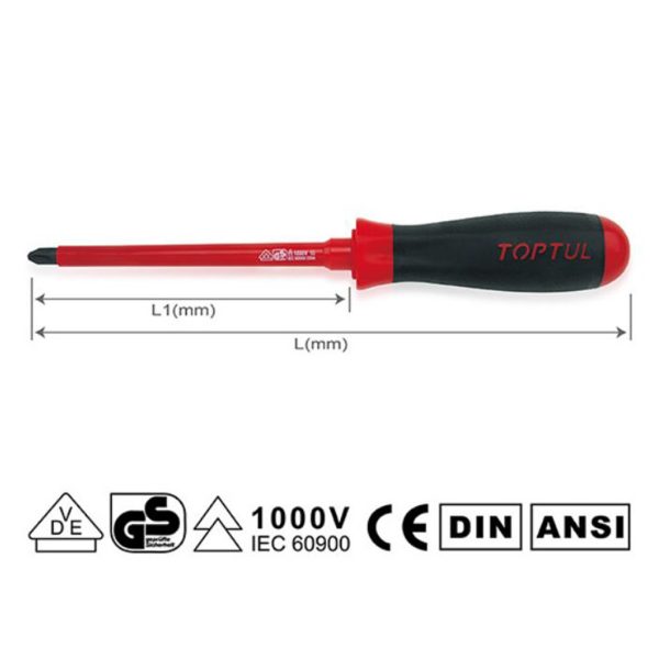 Obeng VDE Insulated Toptul FBEB0210 PH2 Phillips Screwdrivers