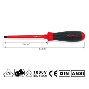 Obeng VDE Insulated Pozidriv Screwdrivers PZ2 Toptul FCEB0210