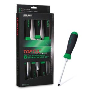 Obeng Slotted & Phillips Super-Grip Screwdriver Set (Hexagon Steel & Driver) 6pcs Toptul GAAE0608