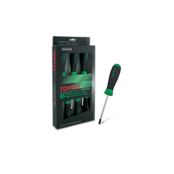 OBENG SLOTTED & PHILLIPS SUPER GRIP SCREWDRIVER SET TOPTUL GAAE0611