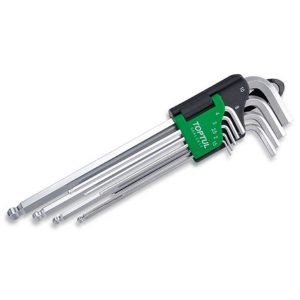 Kunci L Hex Key Extra Long Type Ball Point Wrench Set 9pcs Toptul GAAL0917