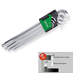 Kunci L Hex Key Extra Long Type Ball Point Wrench Set 9pcs Toptul GAAL0922