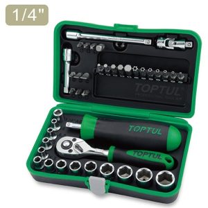Spesifikasi detail Kunci Sock Professional Grade 1/4" 41Pcs Flank Socket Set Toptul GADW4101: